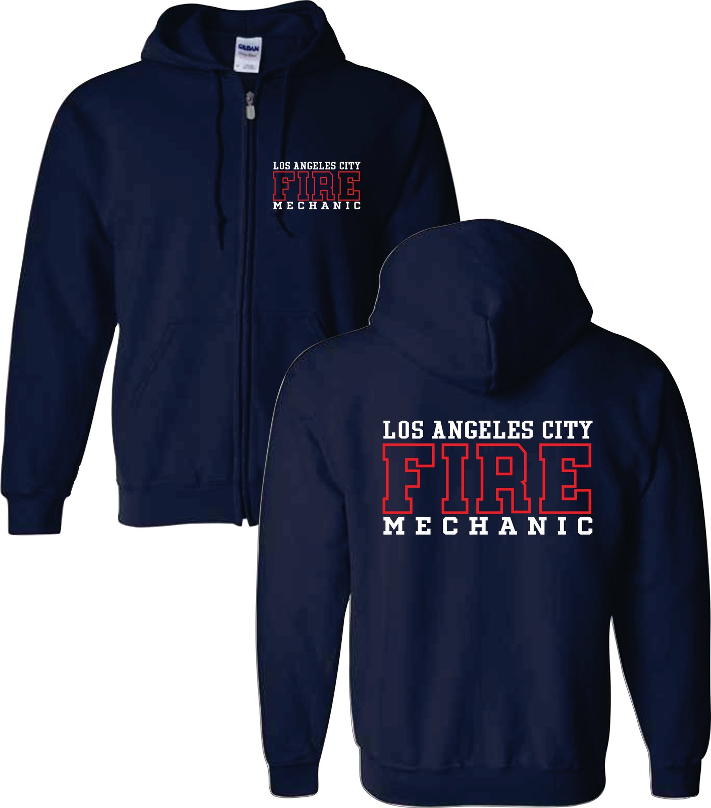 Navy Zip Up Hoodie | LAFD MECHANICS SHOP